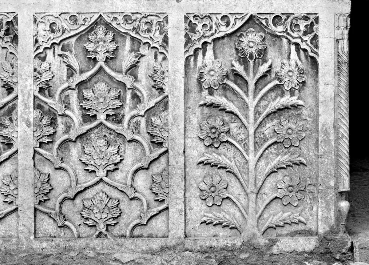 Concrete Fence with Carved Pattern